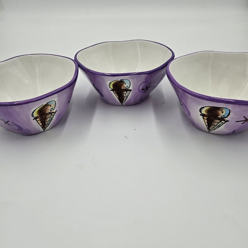 Julia Junkin Napa Valley Artist Y2K Purple Delicious Ice Cream Cone Dessert Bowl
